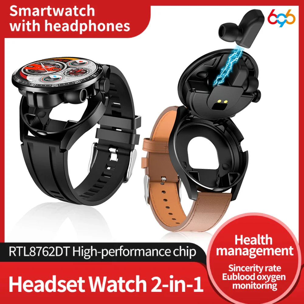 2 In 1 HI-FI Wireless Earphones Men Smart Watch